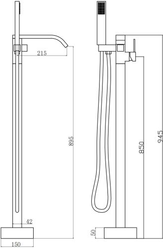 Напольный смеситель для ванны с душем STWORKI Эстерсунд S31080BK черный в Приморско-Ахтарске