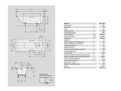 Стальная ванна Kaldewei SANIFORM PLUS STAR Mod. 333, 1600*750*410, alpine white, без ножек, с отверстиями для ручек в Приморско-Ахтарске