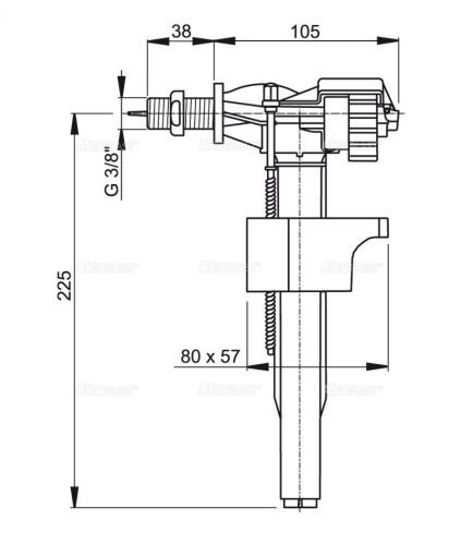 A16-3/8 Впускной механизм с боковой подводкой и металлической резьбой (для керамических бачков) Alca Plast в Приморско-Ахтарске