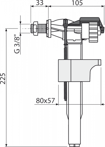 A16M-3/8" Впускной механизм с боковой подводкой и металлической резьбой для пластиковых бачков и скрытых систем инсталляции замена на А160Р-3/8“ Alca Plast в Приморско-Ахтарске